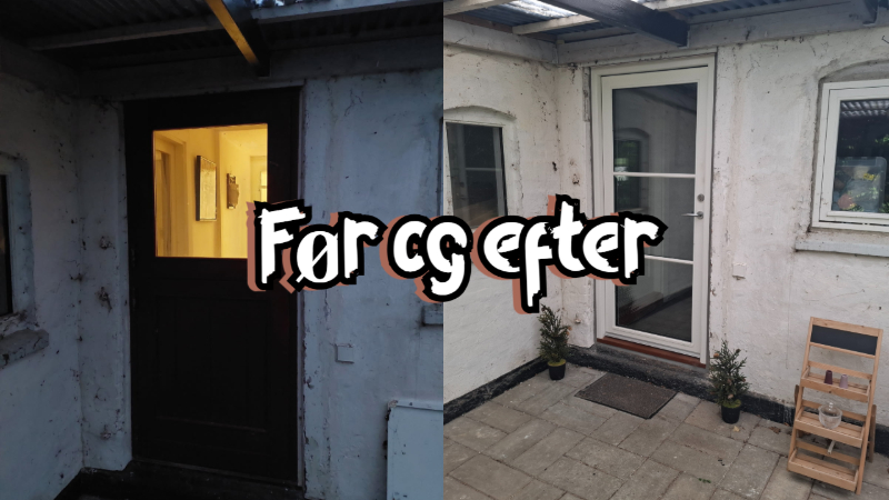 Ny hoveddør før og efter billeder